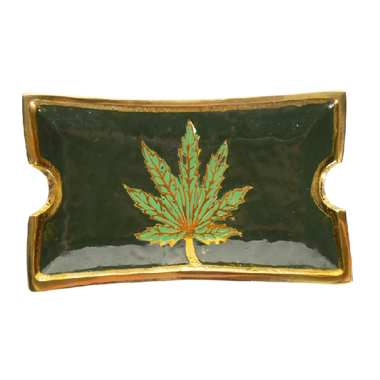 Agung Brass Leaf Rectangle Ashtray – Small - Bong Empire