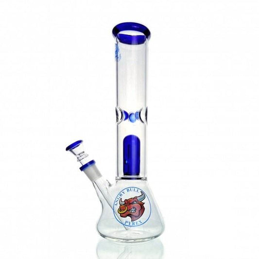 Agung Angry Bull Percolator Beaker Glass Bong 29cm Blue - Bong Empire