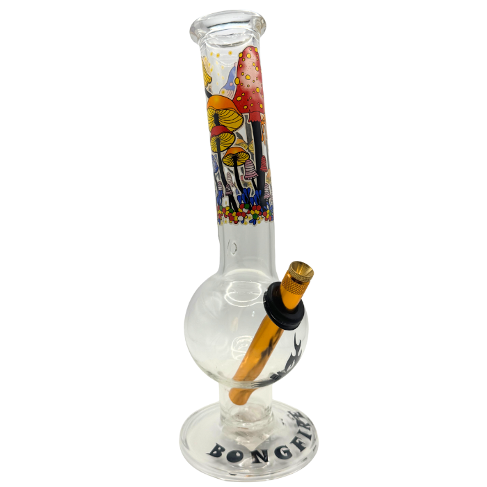 28cm Mushroom Glass Bong – Colourful Printed Design