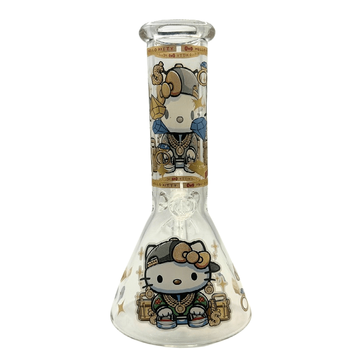Hello Kitty Gold Chains Beaker Glass Bong 25cm - Bong Empire