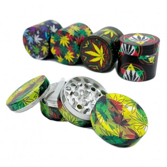 Zinc Alloy Full Body Printed 4 Piece Grinder 40mm - Bong Empire