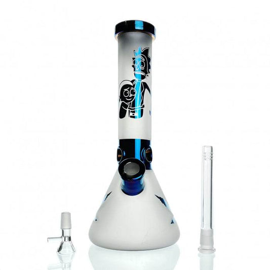 WEGE Rick And Morty Ice Catcher Beaker Water Pipe 32cm Blue - Bong Empire