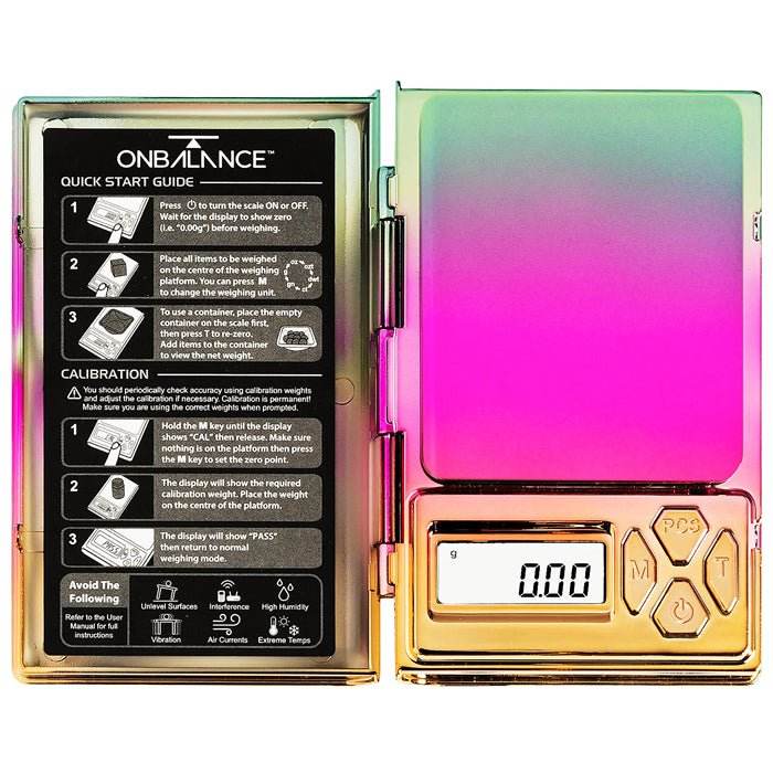 On Balance Shine Chrome Rainbow Digital Scales 0.01-100g - Bong Empire