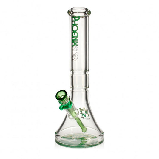 Phoenix Star 9mm Extra Thick Beaker Glass Bong 36cm Green Marble - Bong Empire