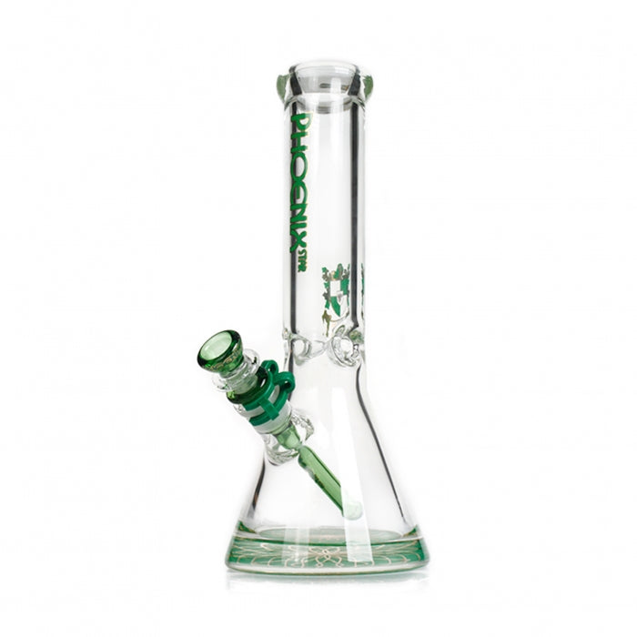 Phoenix Star 9mm Extra Thick Glass Beaker Bong 31cm Green Marble - Bong Empire