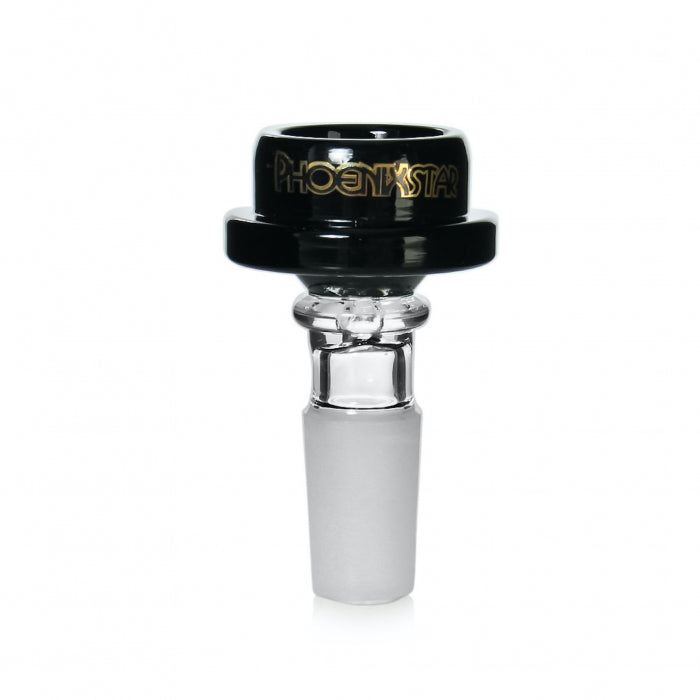 Phoenix Star Flat Round Glass Cone 14mm Black - Bong Empire