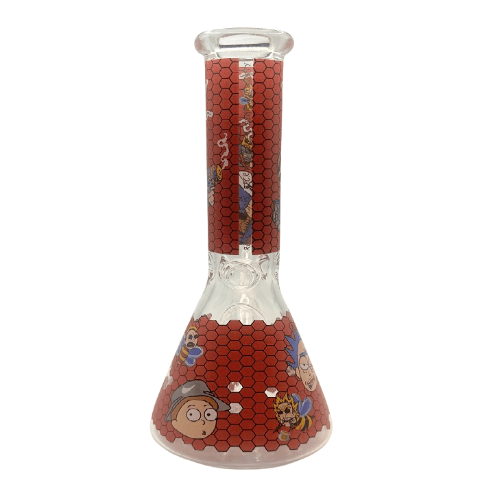 Rick And Morty Red Honeycomb Beaker Glass Bong 25cm - Bong Empire