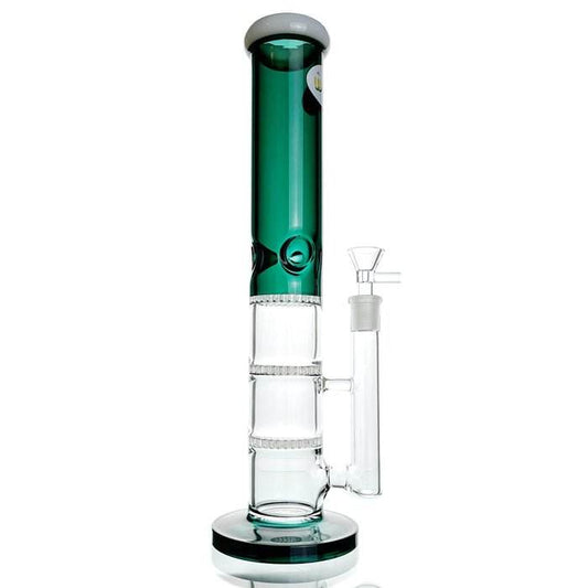 WEGE 3 Layer Percolator Ice Catcher Glass Bong 35cm Green - Bong Empire