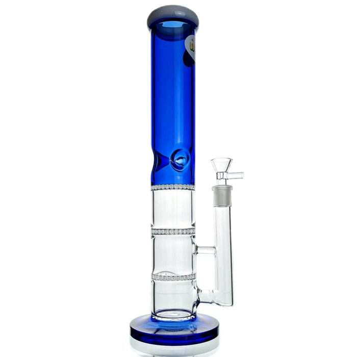 WEGE 3 Layer Percolator Ice Catcher Glass Bong 35cm Blue - Bong Empire