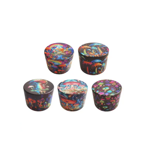 50mm Metal Grinder 4 Piece Mushroom Designs