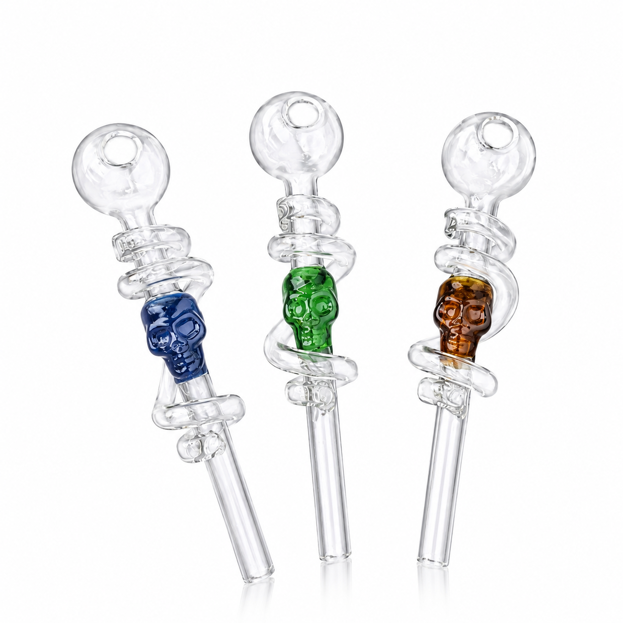 Swirl Skull Sweet Puff Glass Pipe 14cm