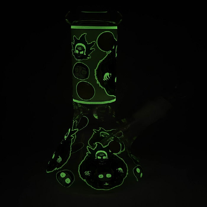 Glow in the Dark Rick And Morty Beaker Glass Bong 20cm
