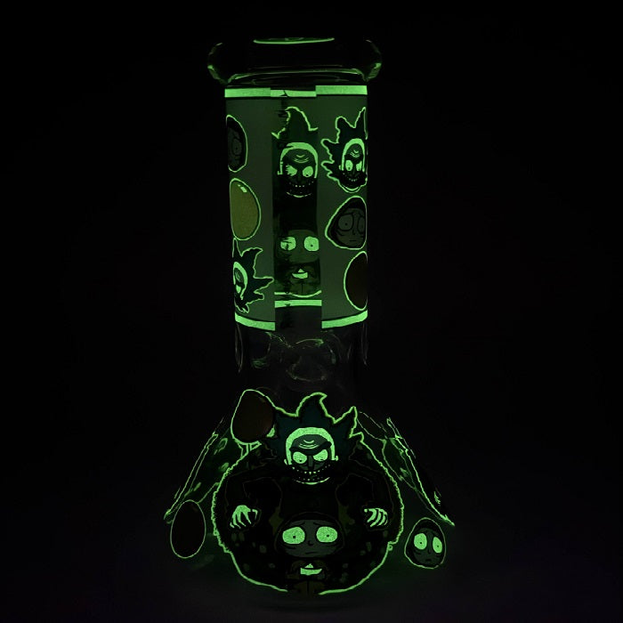 Glow in the Dark Rick And Morty Beaker Glass Bong 20cm