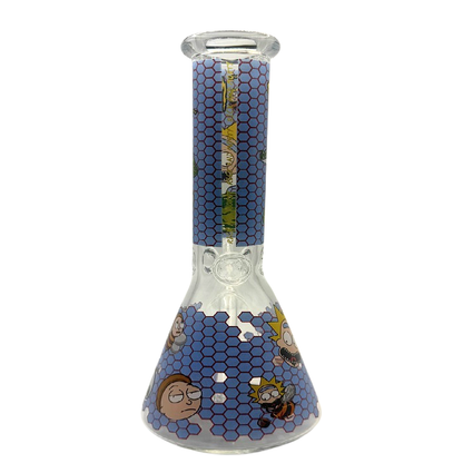 Rick And Morty Blue Honeycomb Beaker Glass Bong 25cm