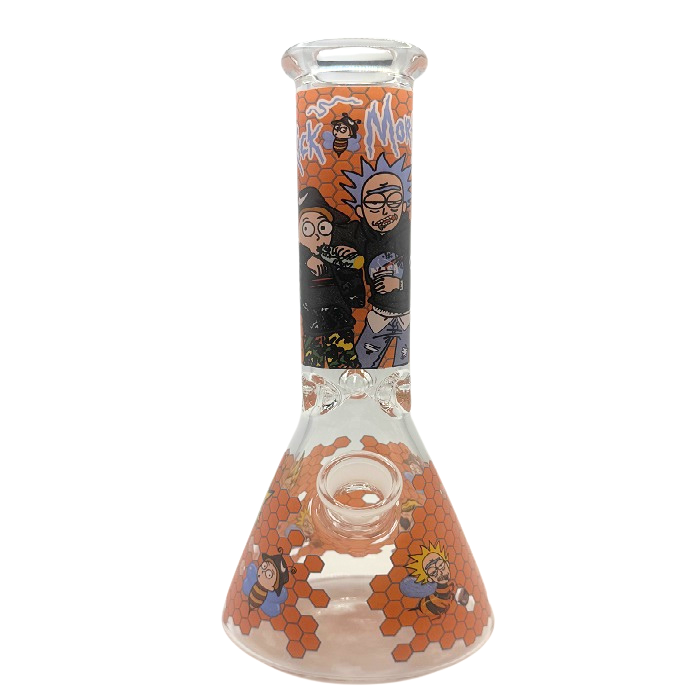 Rick And Morty Orange Honeycomb Beaker Glass Bong 25cm