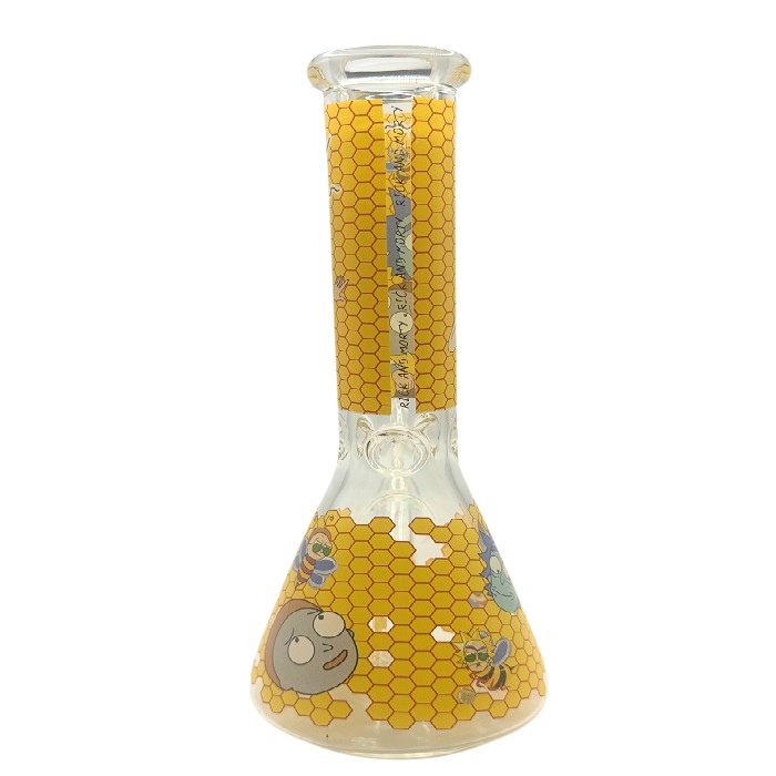 Rick And Morty Yellow Honeycomb Beaker Glass Bong 25cm