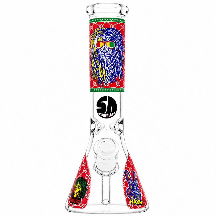Stone Age Rasta Lion Glass Beaker Bong 36cm