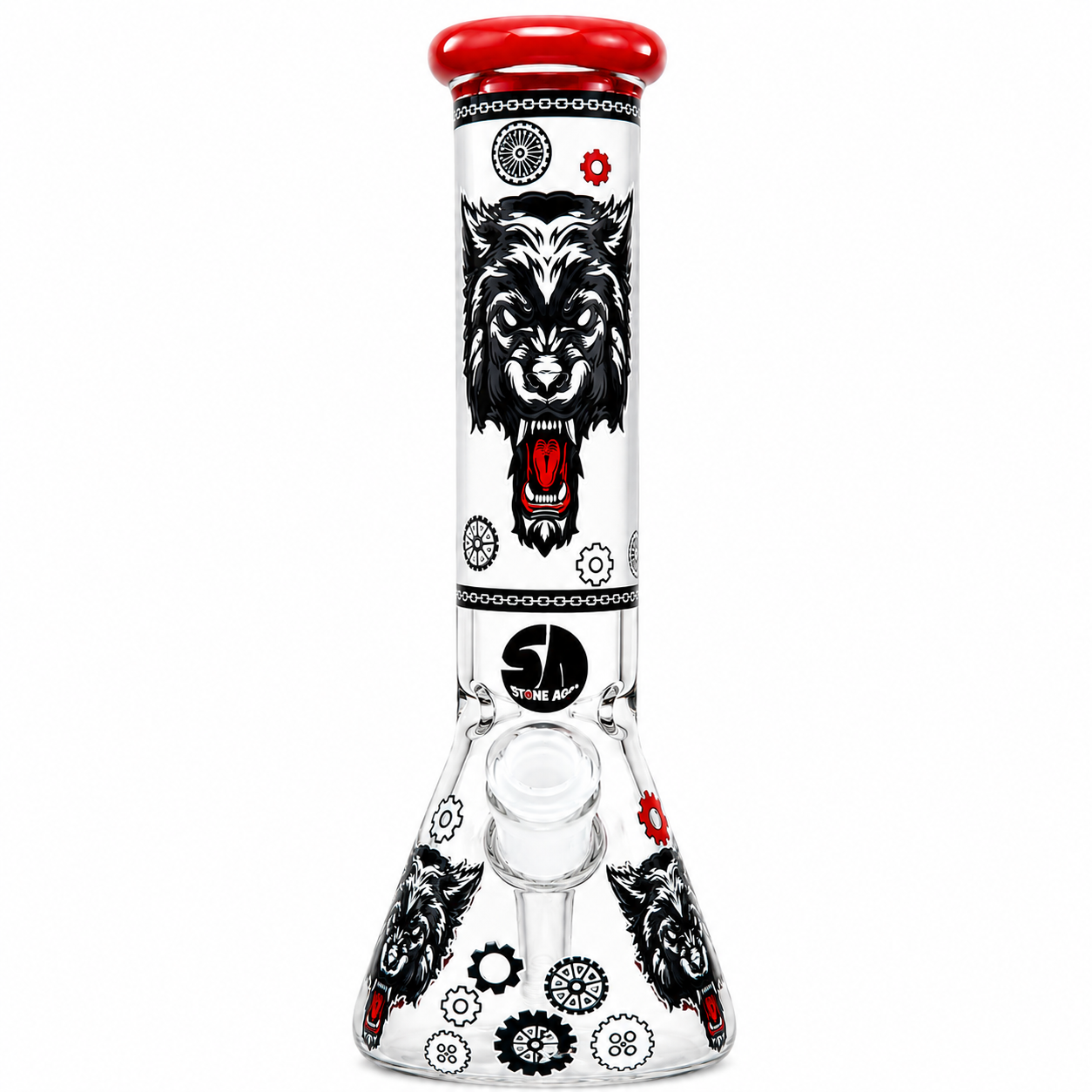 Stone Age Red Wolf Beaker Bong 25cm