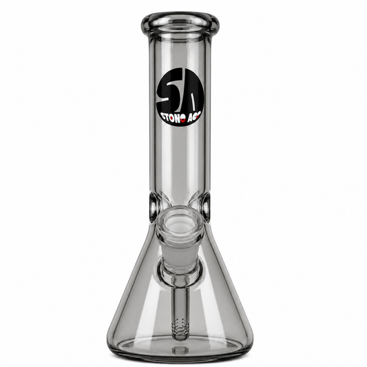 Stone Age Tinted Grey Beaker Bong 20cm