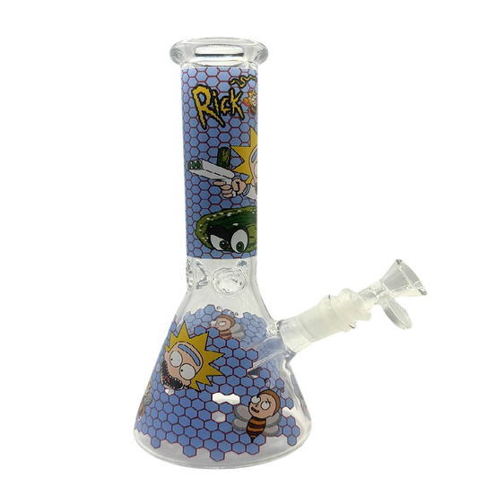 Rick And Morty Blue Honeycomb Beaker Glass Bong 25cm