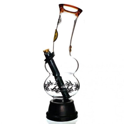 Agung Double Bubble Glass Bong 24cm Amber - Bong Empire