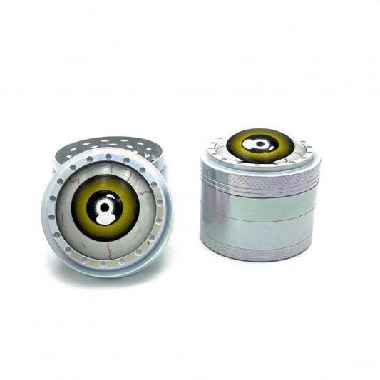 Fancy Eyeball Yellow Zinc Alloy 4 Piece Grinder 50mm - Bong Empire