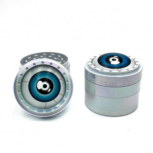 Fancy Eyeball Zinc Blue Zinc 4 Piece Grinder 50mm - Bong Empire