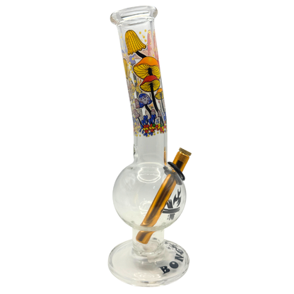 28cm Mushroom Glass Bong – Colourful Printed Design