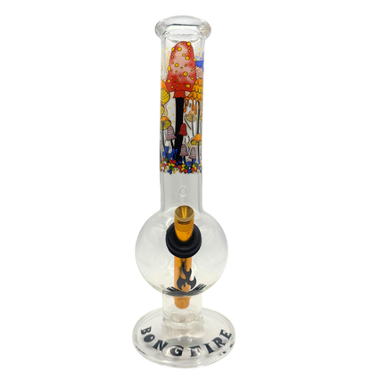 28cm Mushroom Glass Bong – Colourful Printed Design