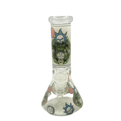 Glow in the Dark Rick And Morty Beaker Glass Bong 20cm - Bong Empire