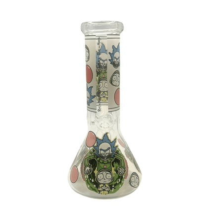 Glow in the Dark Rick And Morty Beaker Glass Bong 20cm - Bong Empire