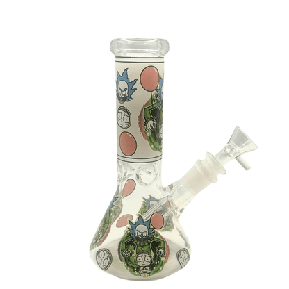 Glow in the Dark Rick And Morty Beaker Glass Bong 20cm - Bong Empire
