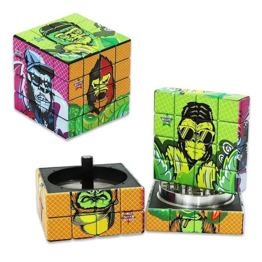 Gorilla Rolling Stars Rubik’s Cube 4 Piece Grinder 60mm - Bong Empire