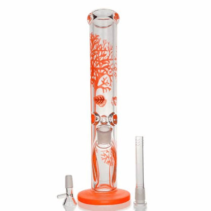 Tree Of Life Straight Tube Glass Bong 35cm - Bong Empire