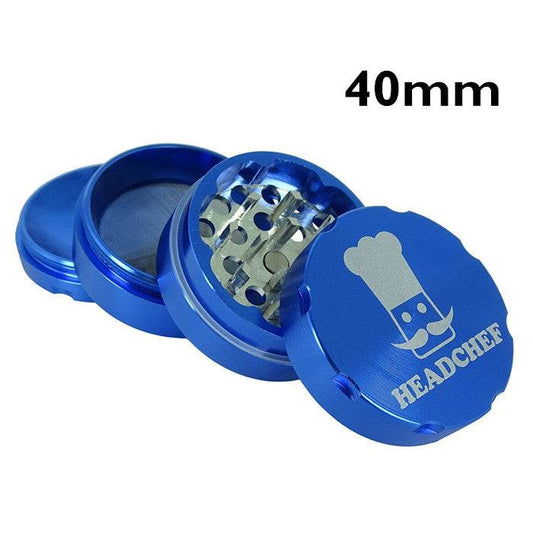 Headchef Blue Aluminium 4 Piece Grinder 40mm - Bong Empire