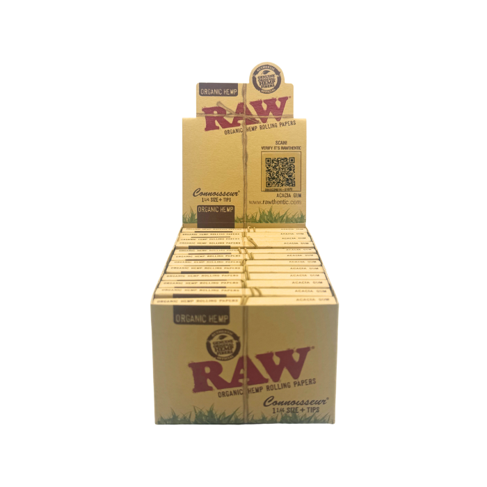 RAW Organic Hemp Connoisseur 1¼ Size Rolling Papers + Tips