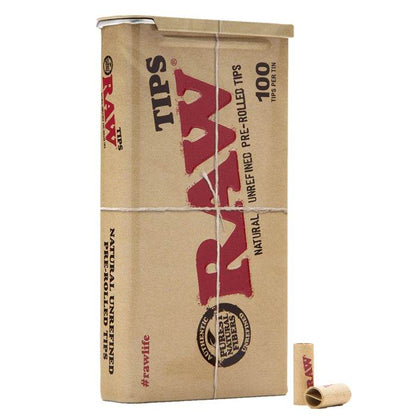 RAW Pre Rolled Tips 100 Pack Tin - Bong Empire