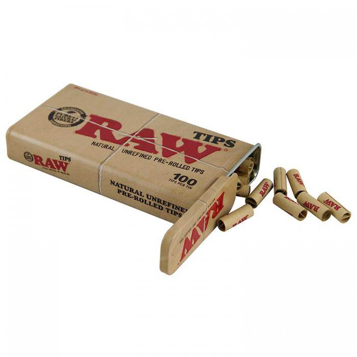RAW Pre Rolled Tips 100 Pack Tin - Bong Empire