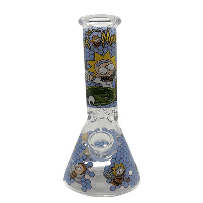 Rick And Morty Blue Honeycomb Beaker Glass Bong 25cm - Bong Empire