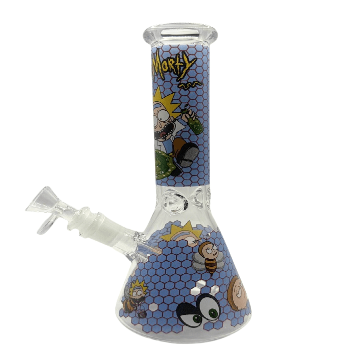 Rick And Morty Blue Honeycomb Beaker Glass Bong 25cm - Bong Empire