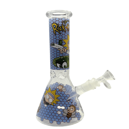 Rick And Morty Blue Honeycomb Beaker Glass Bong 25cm - Bong Empire