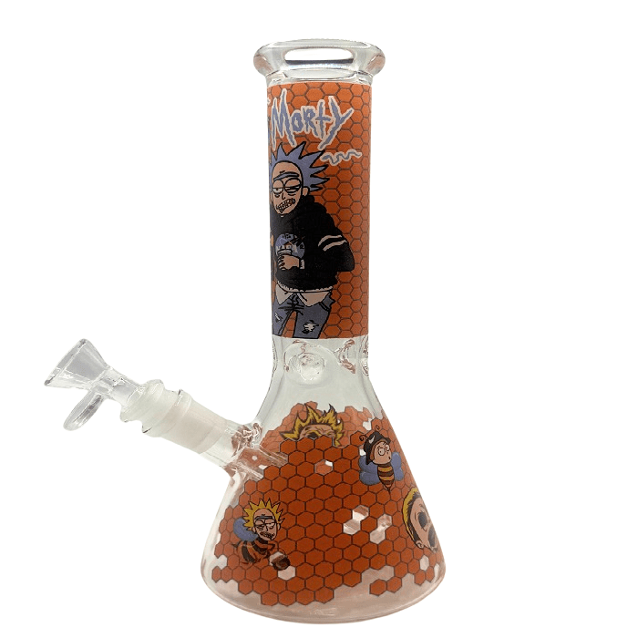 Rick And Morty Orange Honeycomb Beaker Glass Bong 25cm - Bong Empire