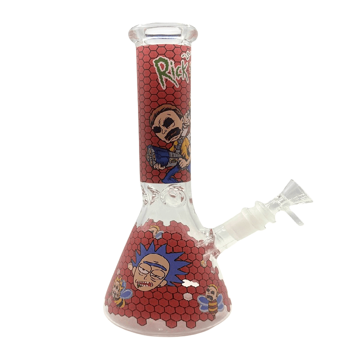 Rick And Morty Red Honeycomb Beaker Glass Bong 25cm - Bong Empire