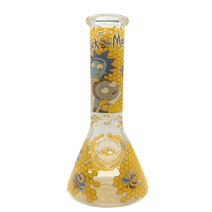 Rick And Morty Yellow Honeycomb Beaker Glass Bong 25cm - Bong Empire