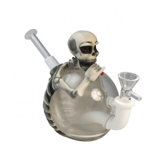 Skeleton Silicone & Glass Bong 15cm – Compact Skull Design - Bong Empire