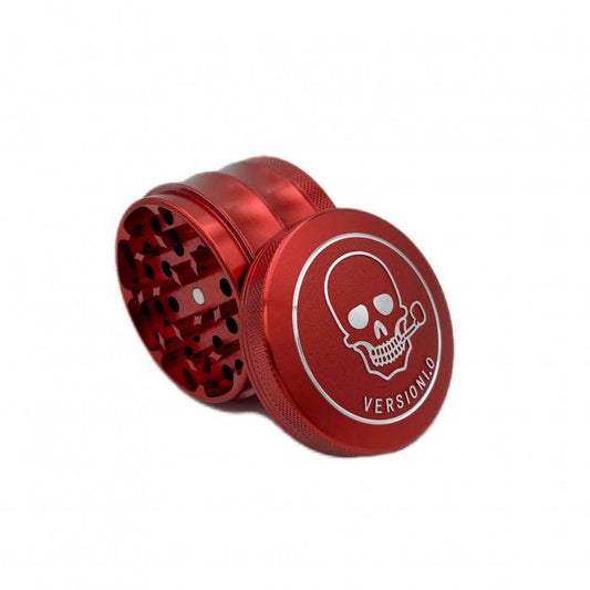 VERSIONI.O Red Aluminium Alloy Skull 4 Piece Grinder 63mm - Bong Empire